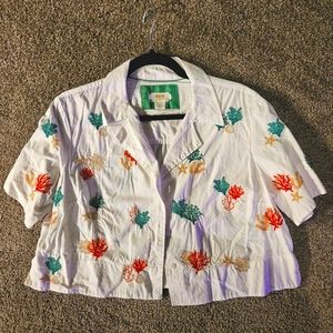 Anthropologie Cropped Button-up